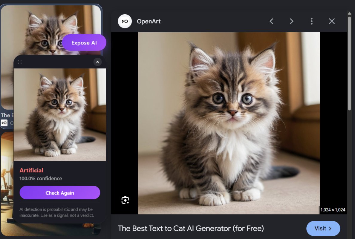 ExposeAI Chrome extension detecting AI-generated content